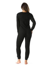 #followme Women's Thermal Henley Onesie Union Suit 6743-BLK-XL Black