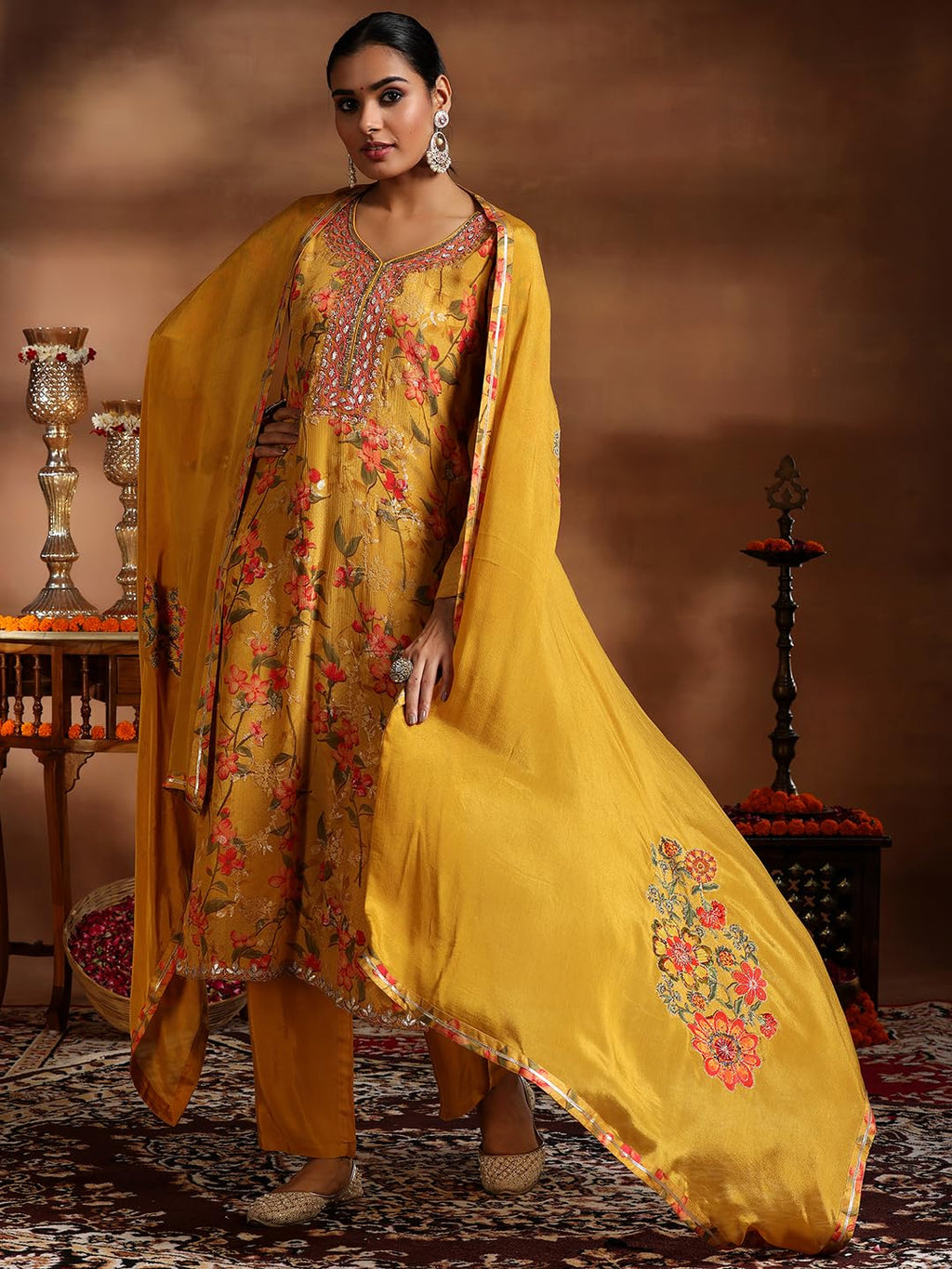 Libas WomenS Silk Chiffon Kurta Set (270630R