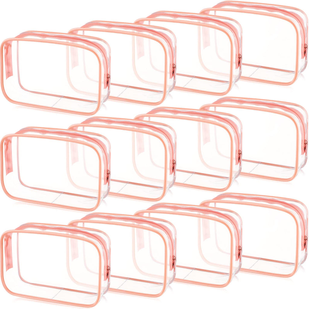 Weewooday 12 Pieces Clear Cosmetics Bag PVC Zippered Clear Toiletry Carry Pouch Cosmetic Makeup Bag Waterproof Makeup Bag Vinyl 
