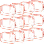 Weewooday 12 Pieces Clear Cosmetics Bag PVC Zippered Clear Toiletry Carry Pouch Cosmetic Makeup Bag Waterproof Makeup Bag Vinyl 