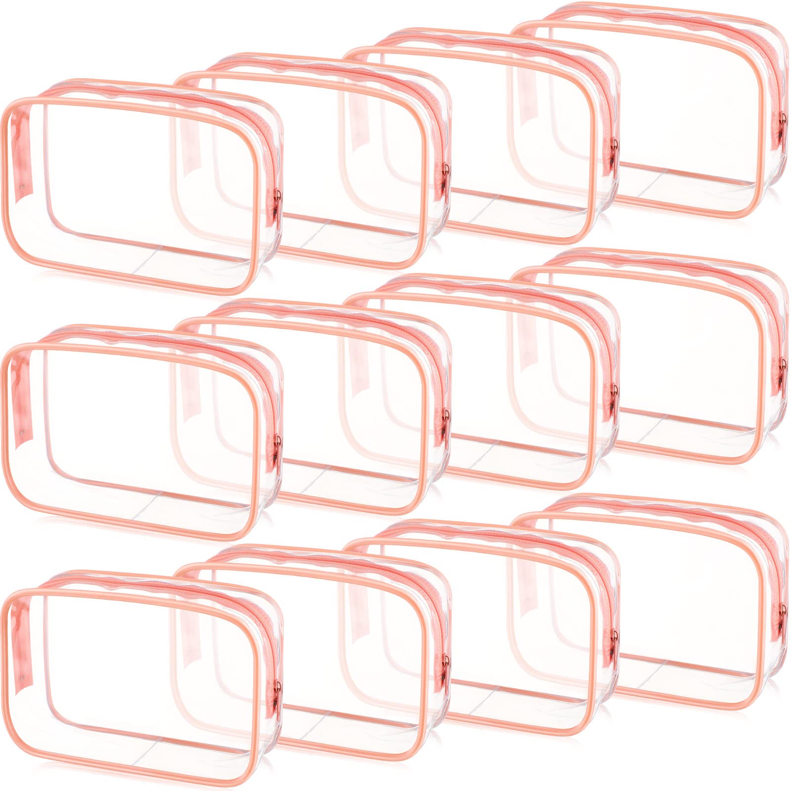 Weewooday 12 Pieces Clear Cosmetics Bag PVC Zippered Clear Toiletry Carry Pouch Cosmetic Makeup Bag Waterproof Makeup Bag Vinyl 