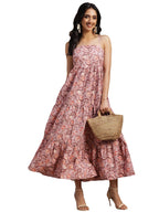 Libas WomenS Cotton Fit And Flare Maxi Dress (26919_Peach