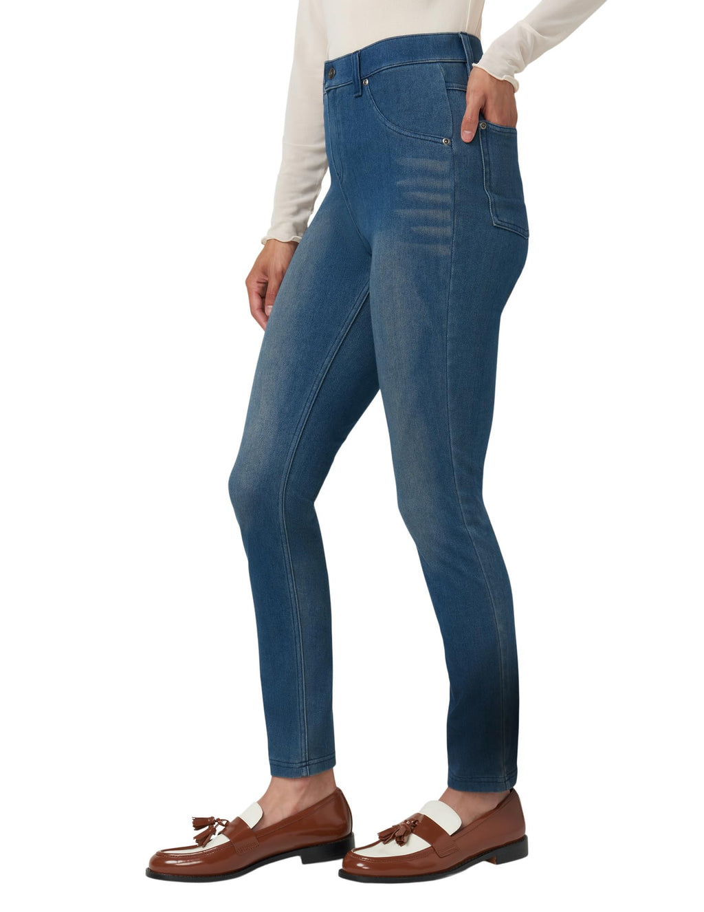 Hue Women's Ultra Soft High Waist Denim Leggings Sockshosiery, -steely Blue, Medium