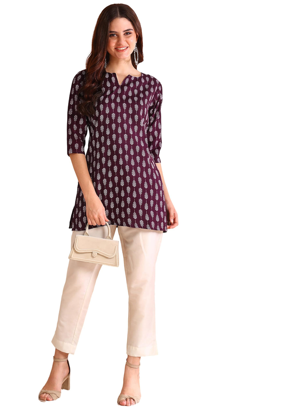 DSK Studio Womens Poly Rayon Regular Short Kurti (KU1011-Purple-XL_Purple