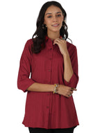 Libas Womens Self Design Viscose Straight Kurti For Women Red