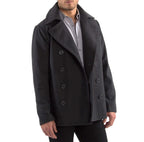 Alpine Swiss Mason Mens Wool Blend Classic Pea Coat Gray Medium