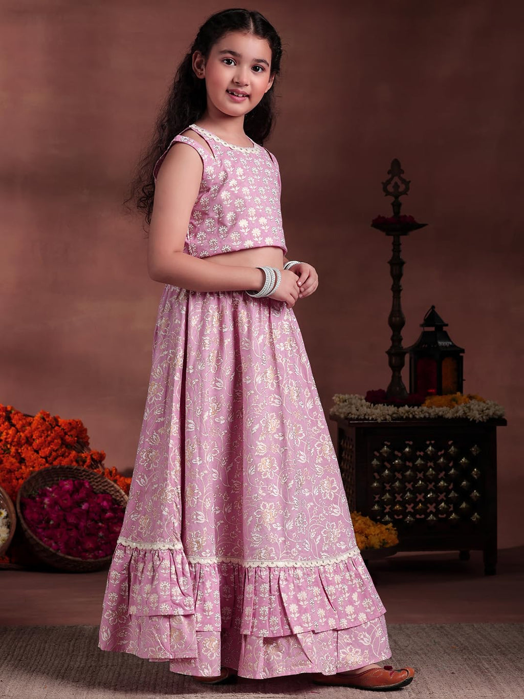 Libas Kids Girl'S Cotton Lehenga Set (90064K_Pink_9-10Y)