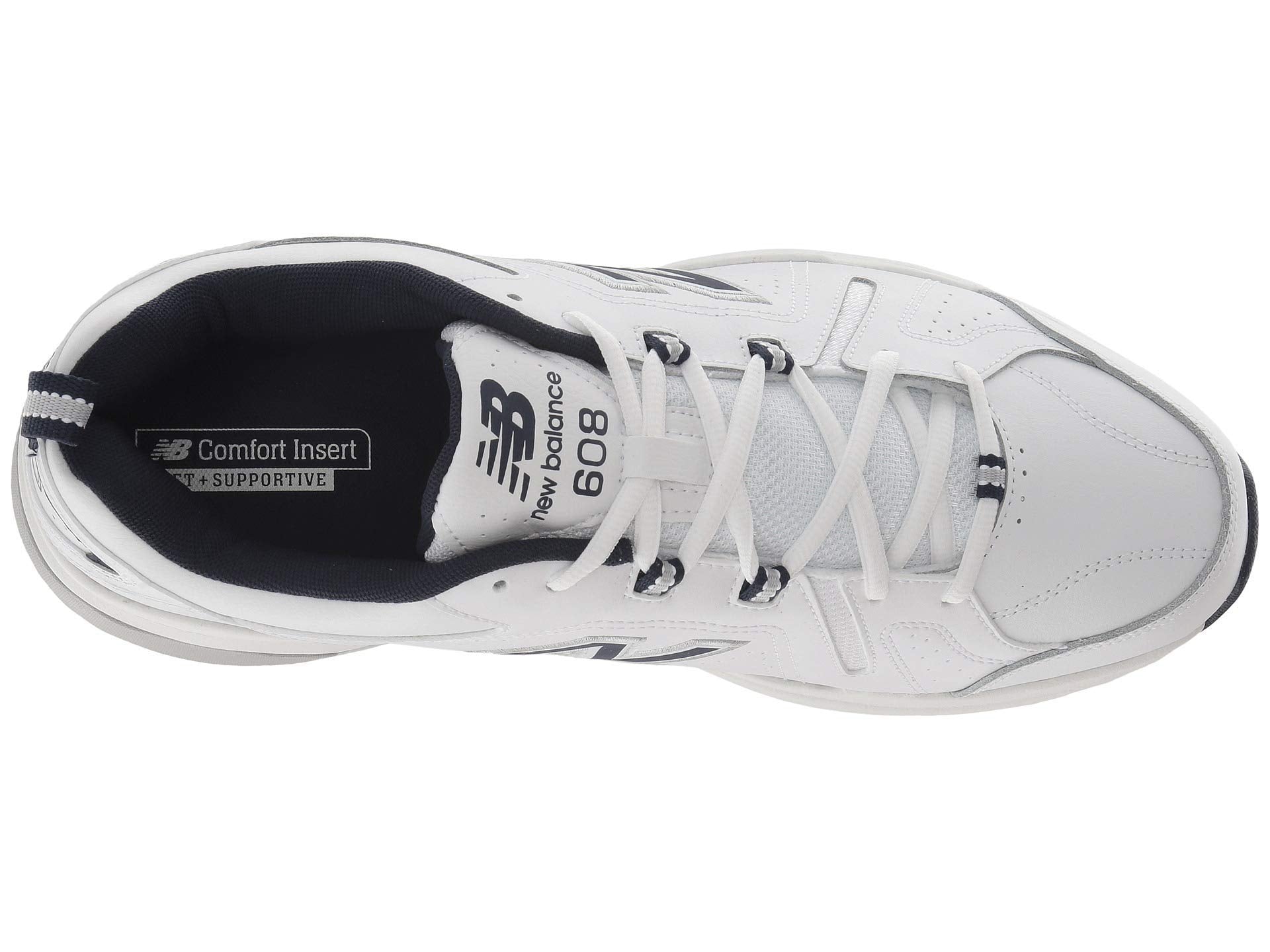 New Balance Men's 608 V5 Casual Comfort Cross Trainer, White/Navy, 10 Wide