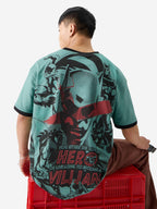 The Souled Store Official Batman: Die a Hero Men and Boys Short Sleeve Round Neck Blue Graphic Printed Cotton Oversized Fit T-Sh