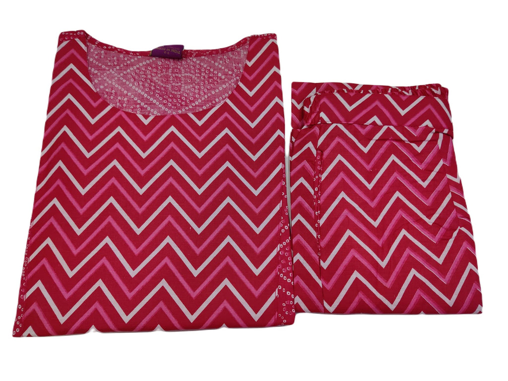 Gosriki Women'S Cotton Blend Printed Straight Kurta With Palazzo (Pimpli 01 Pink_L-Go_Pink_Large)