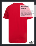 PUMA Boys' T-Shirt - Cat Logo T-Shirt for Boys - Athletic Crewneck Short Sleeve Tee (S-XL), Size Large, Red/Black