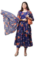 ANNI DESIGNER Womens Georgette Anarkali Printed Kurta with Pant & Dupatta (Atasi Blue-Nw02_XXL_Blue_XX-Large)