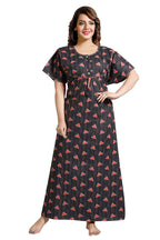Fabme WomenS Cotton Printed Nightwear Nighty - Black