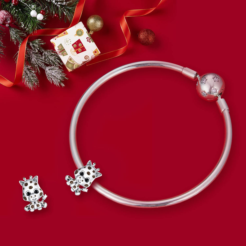 VOROCO Giraffe Charm for Bracelet, 925 Sterling Silver Animal Series Giraffe Charm for Bracelet, Mother's Day Birthday Christmas