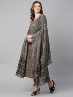 Anni Designer Cotton Women Casual Style Kurta With Pant & Dupatta