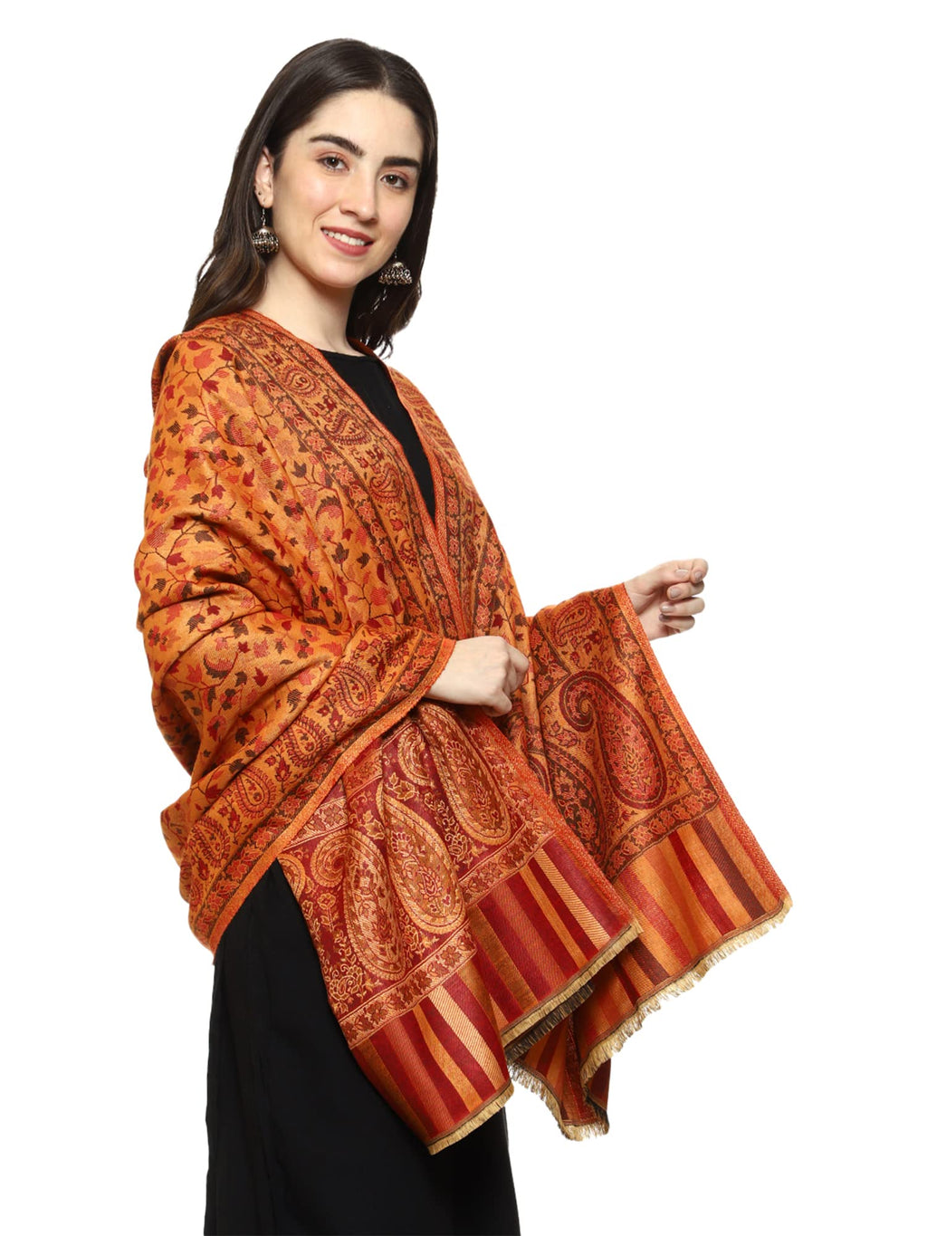 Weavers Villa Womens Kashmiri Woven Acro Wool Paisley Kani Ladies Shawl, 100cm x 200cm
