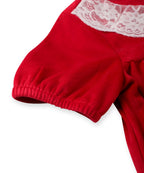 Beebay Kids Girls Lace Detailed Velvet A-Line Drrss Red