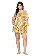 Oomph! Crepe Top And Skort Set For Women, Yellow - Coord_Mt868Msk154