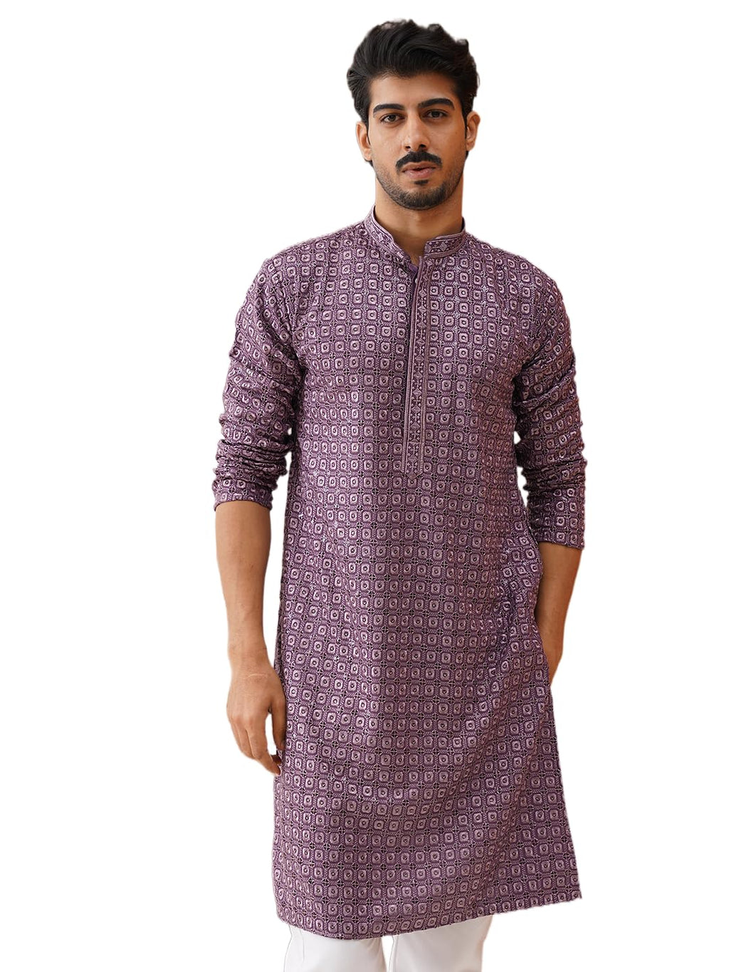 Jompers Mens Embroidered Chikankari And Sequins Kurta