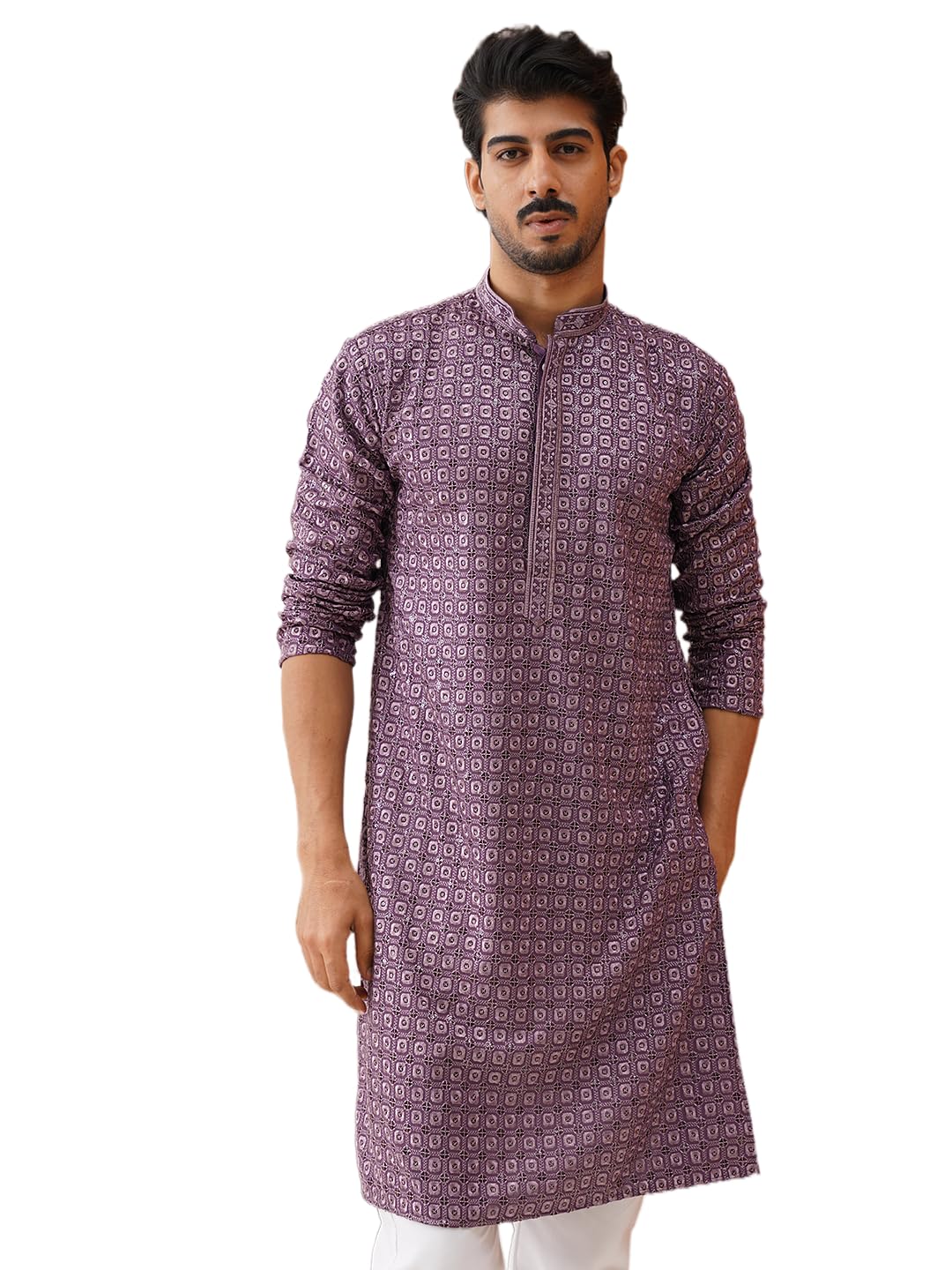 Jompers Mens Embroidered Chikankari And Sequins Kurta