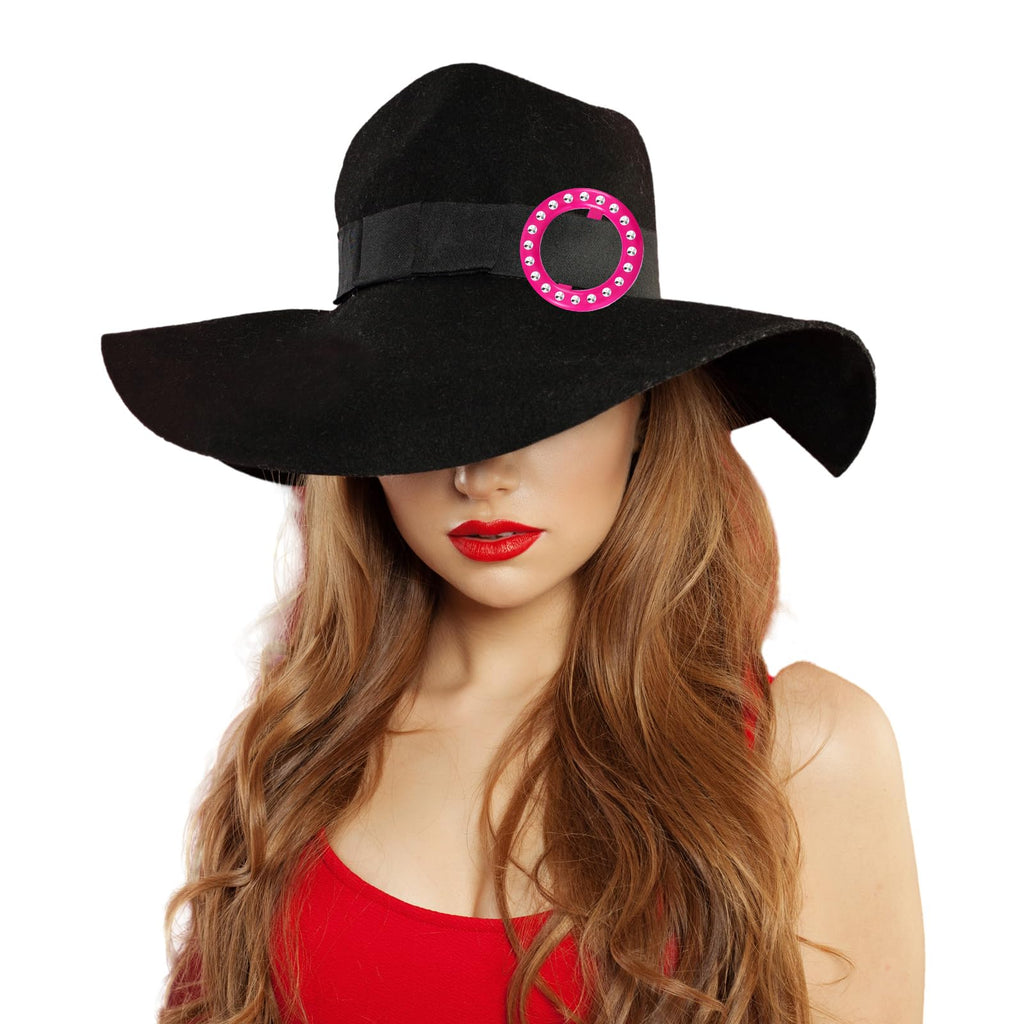 Boao 8 Pieces 80s Party Plastic Fashion T Shirt Clips Silk Scarf Ring T-shirt Tie Clips for Halloween Women Fashion Round Circle