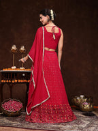 Stylum WomenS Embroidered Georgette Lehenga & Blouse With Dupatta