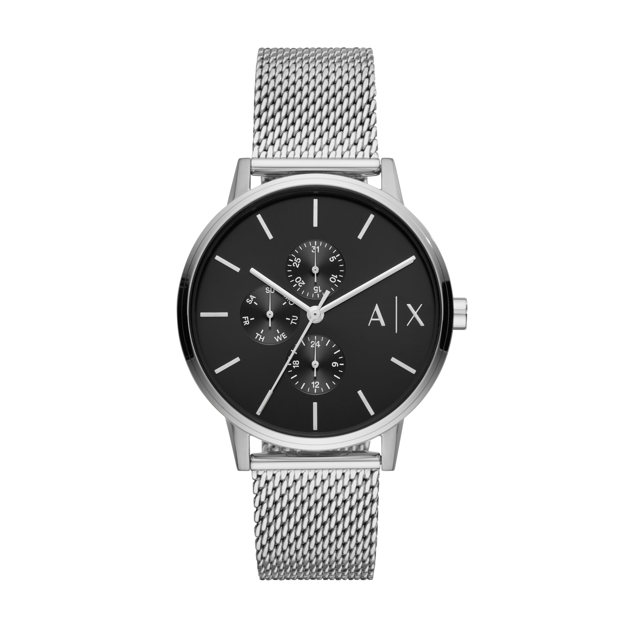 A|X ARMANI EXCHANGE Men's Multifunction Silver-Tone Stainless Steel Mesh Band Watch (Model: A|X2714)