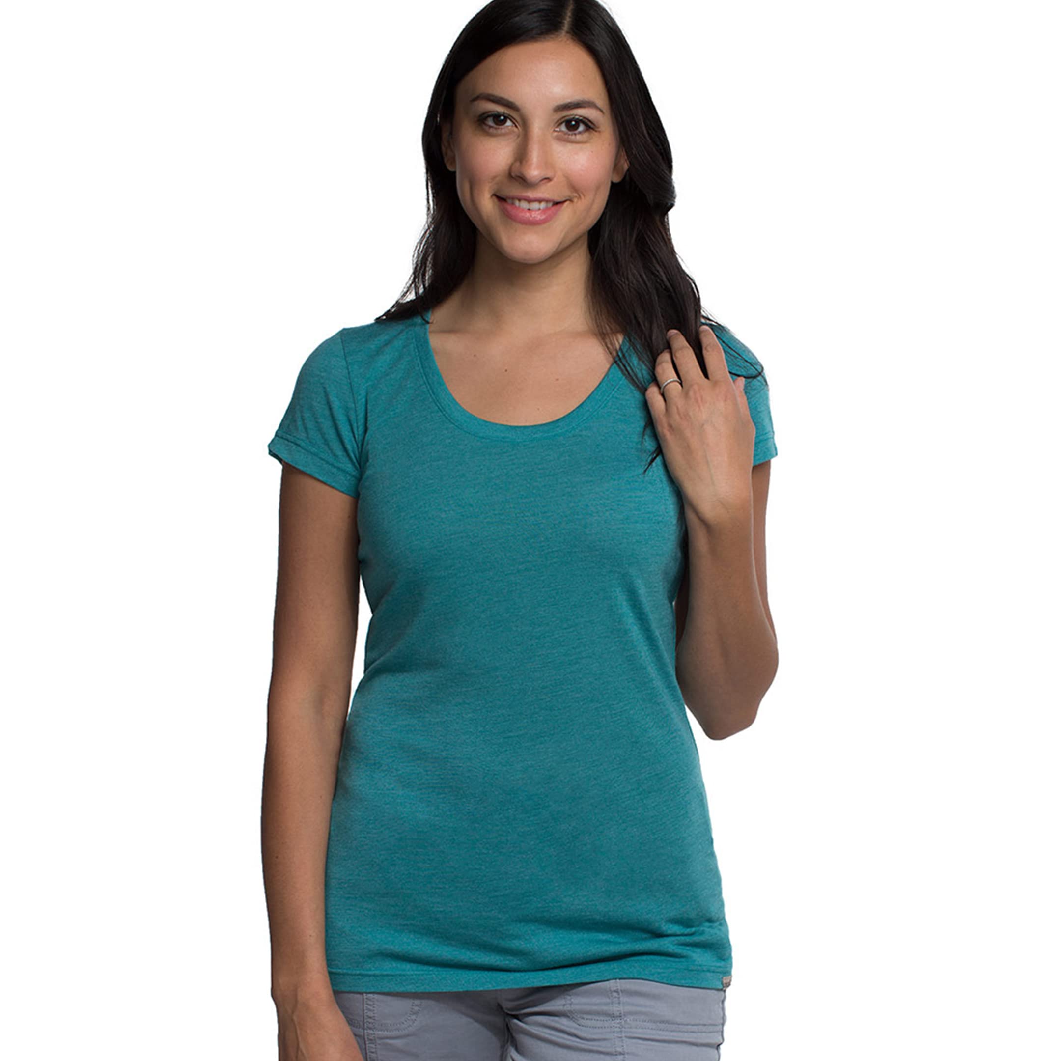 Bamboo Scoop Tee - Tropical Teal Heather by Cariloha for Women - 1 Pc T-Shirt (M)