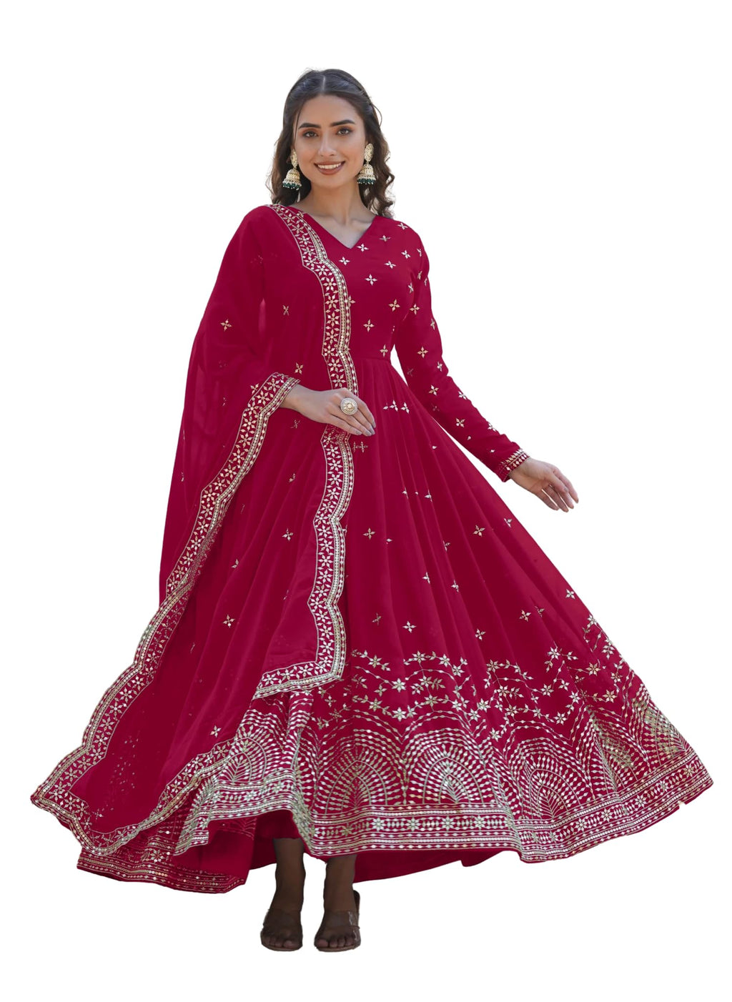 Wedani Georgette Anarkali Kurta Set with Dupatta For women