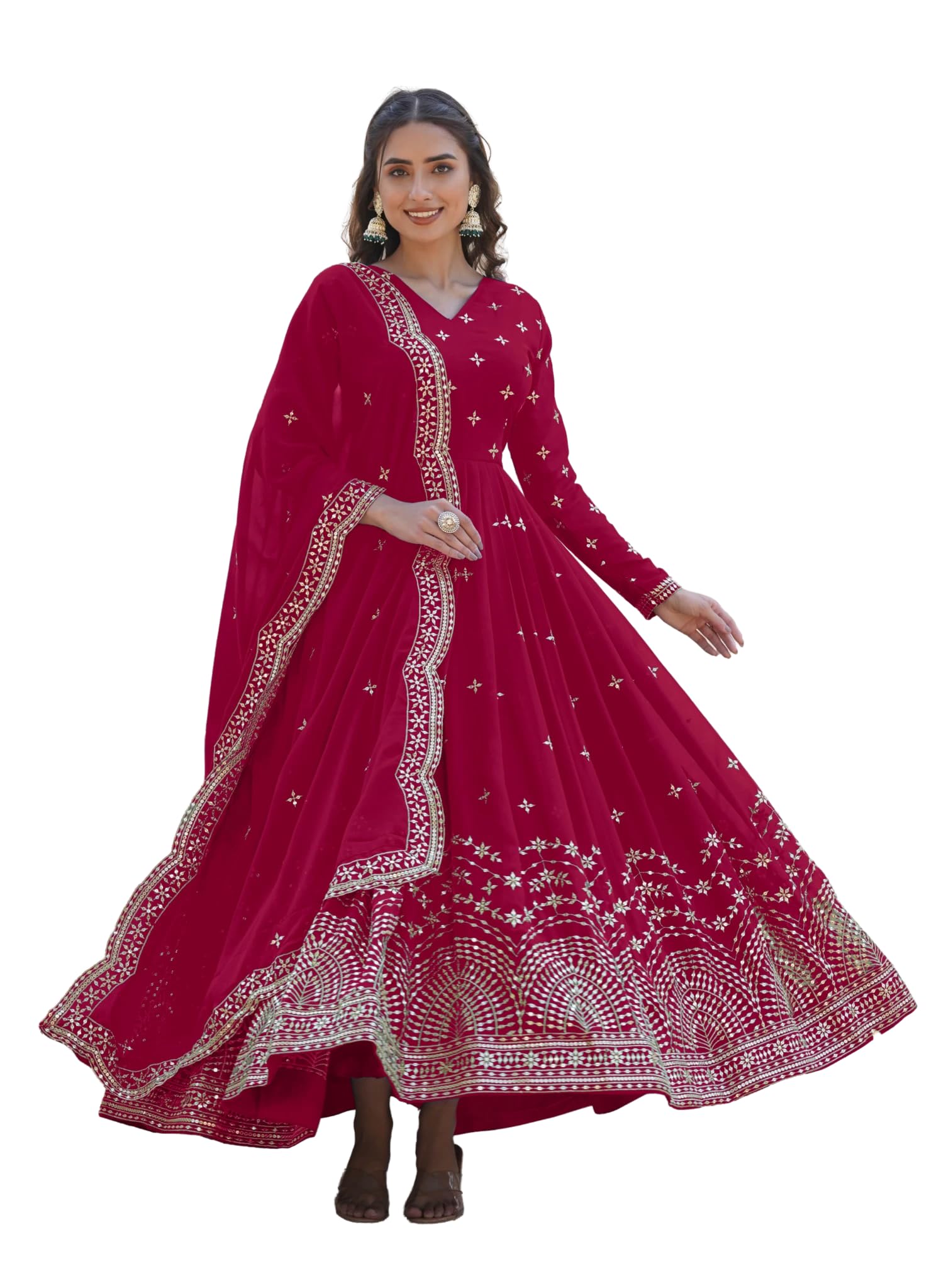 Wedani Georgette Anarkali Kurta Set with Dupatta For women