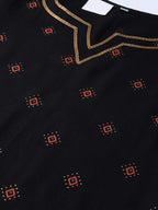 Idalia Women'S Black Gold Printed Rayon Kurta Set