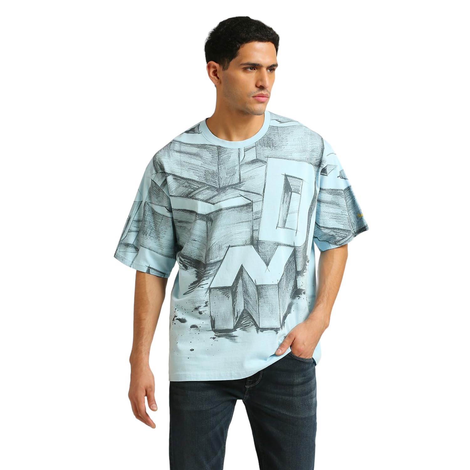Pepe Jeans Men Cotton Oversized Fit T-Shirt (Pm509561_Stormy Sea Blue)