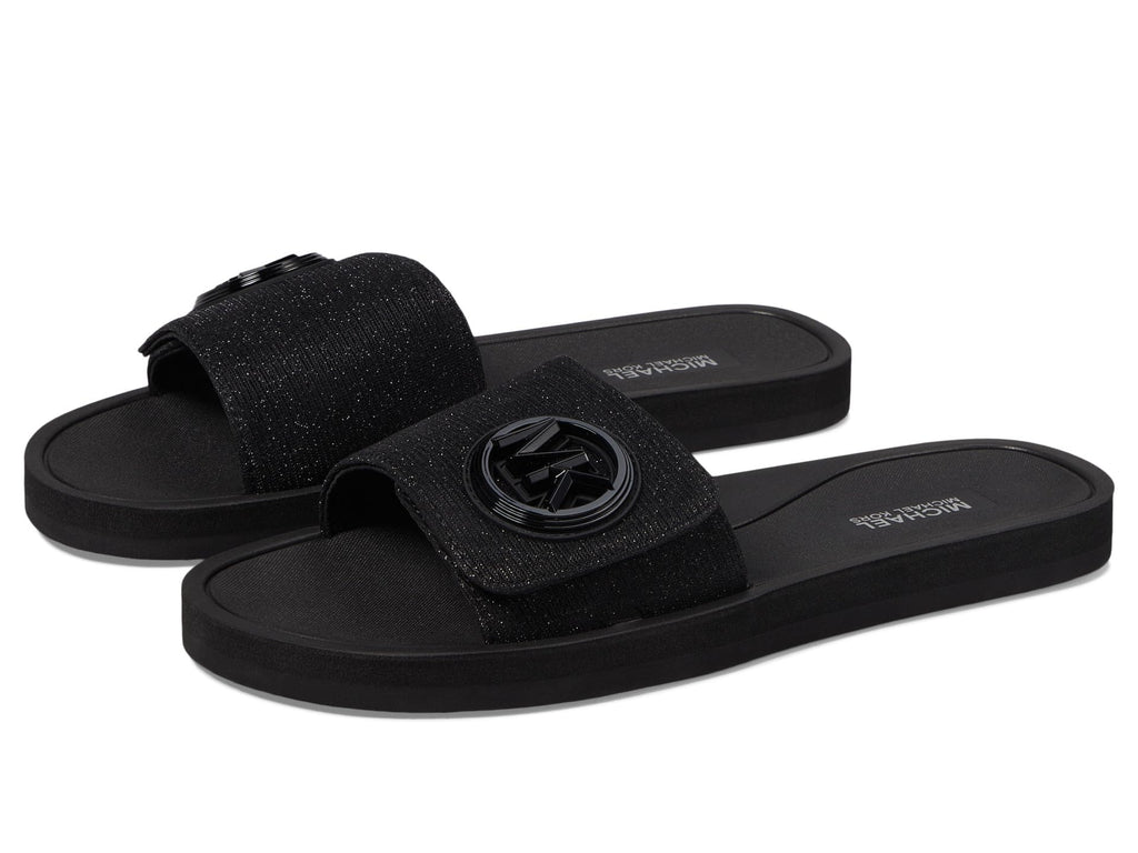 Michael Kors Women's MK Charm Slide Sport Sandal, Black, 6