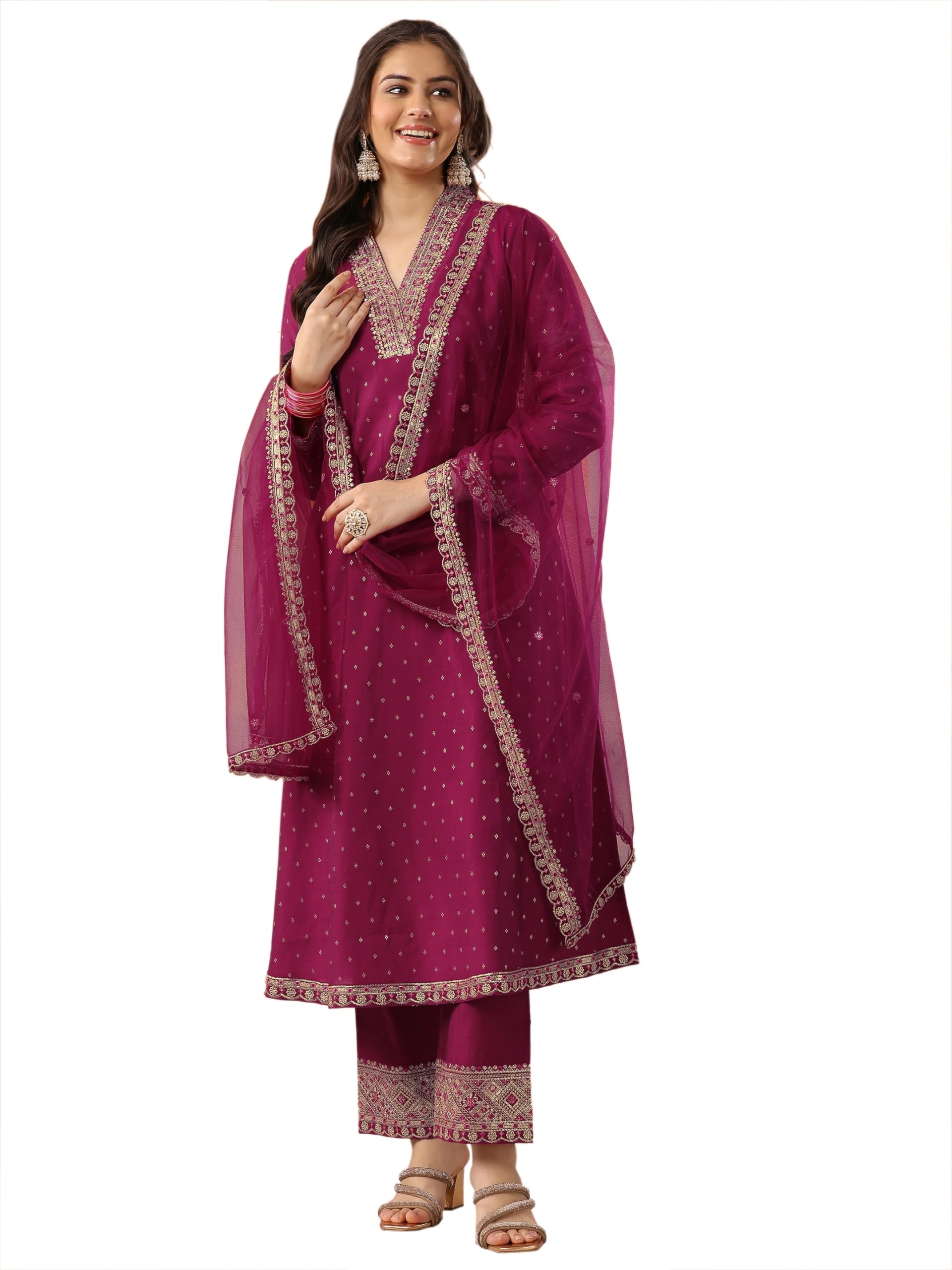 Libas Woven Design Crepe Curved Kurta set for Women (49885XXL)