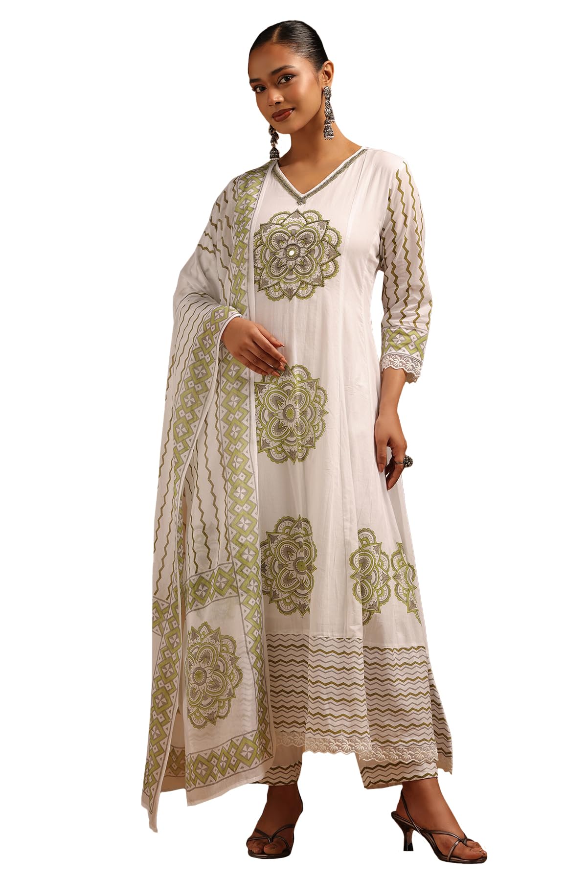 Soch Women Cotton Ethnic Motifs Suit Set with Beads