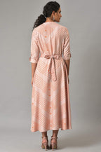 W Light Pink Geometric Printed Maxi Dress For Women
