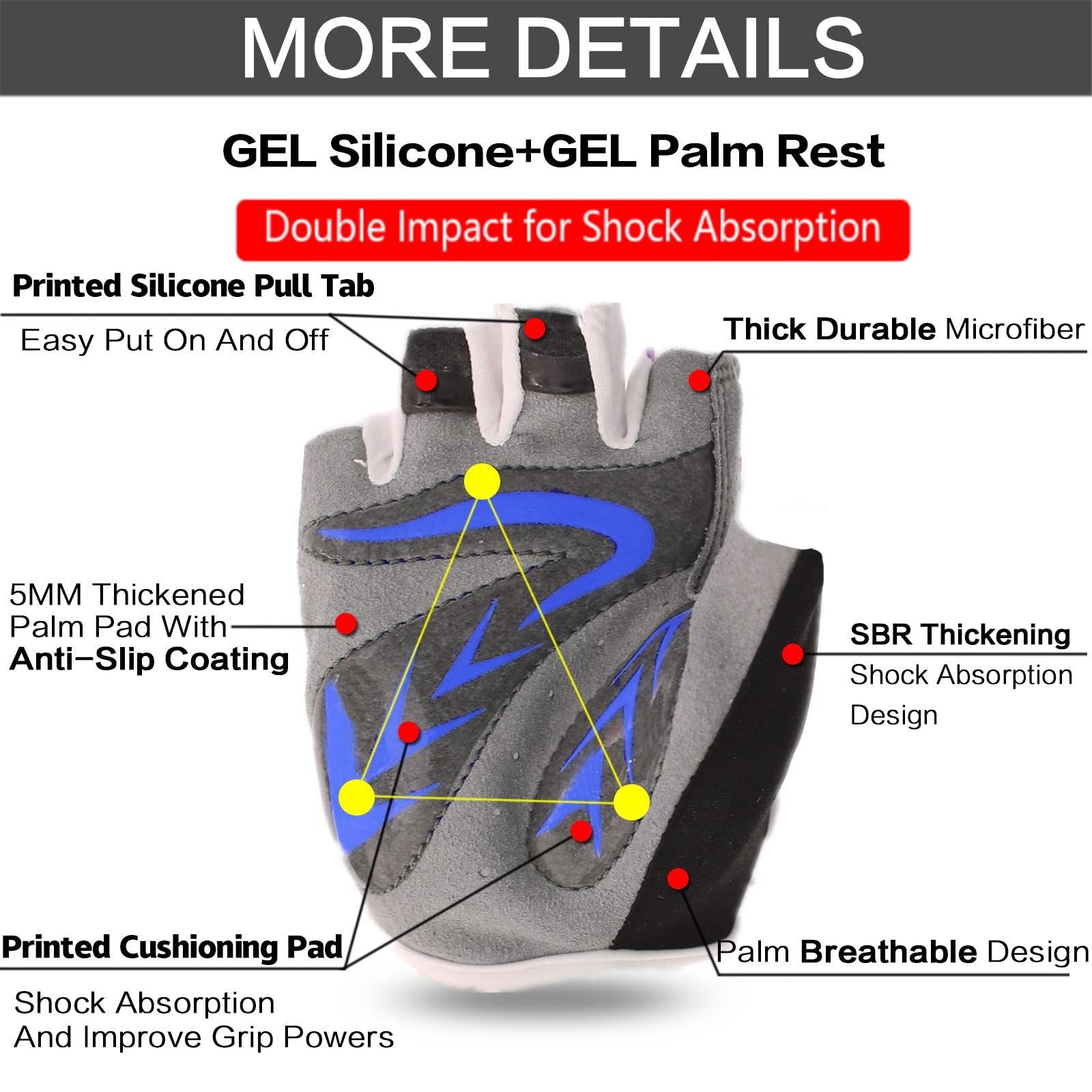 FINGER TEN Kids Junior Cycling Gloves Outdoor Sport Road Mountain Bike Pair, Fit Boy Girl Youth Age 2-10, Gel Padding Bicycle Ha