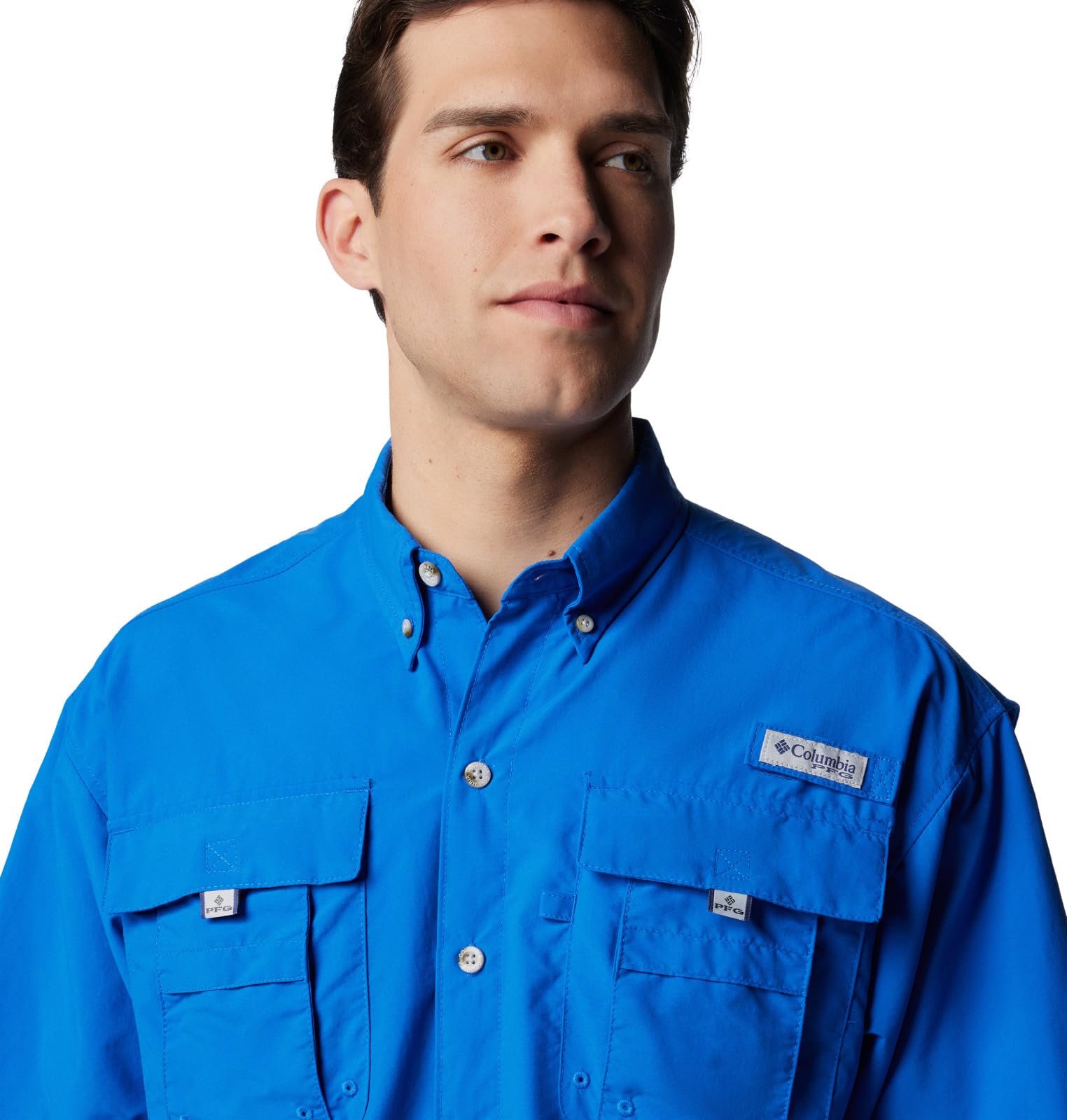 columbia Mens Bahama II UPF 30 Short Sleeve PFg Fishing Shirt, Vivid Blue, Large