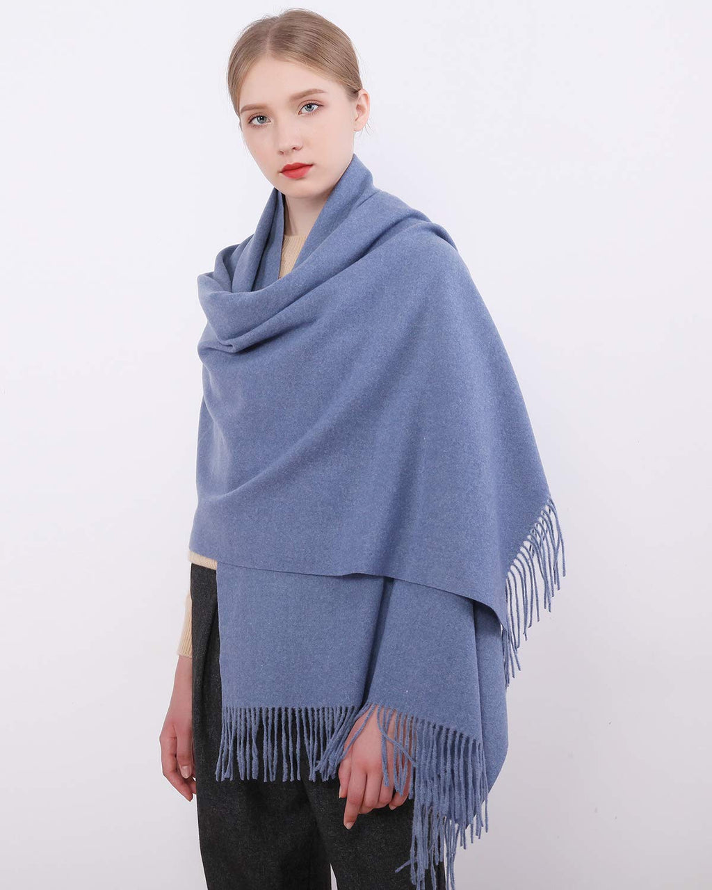 RIIQIICHY Winter Scarf for Women Blue Pashmina Shawls Wraps for Evening Dresses Large Warm Soft Scarves