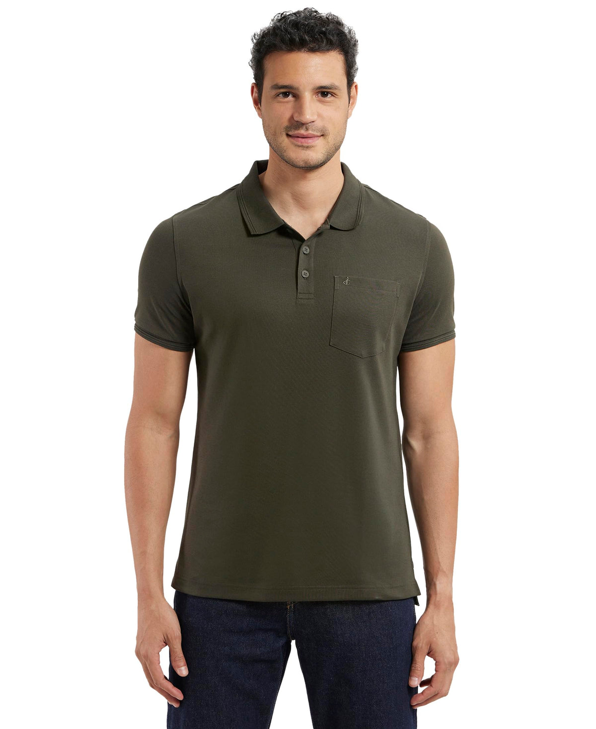 Jockey 3913 MenS Super Combed Cotton Rich Solid Half Sleeve Polo TShirt_Olive_L