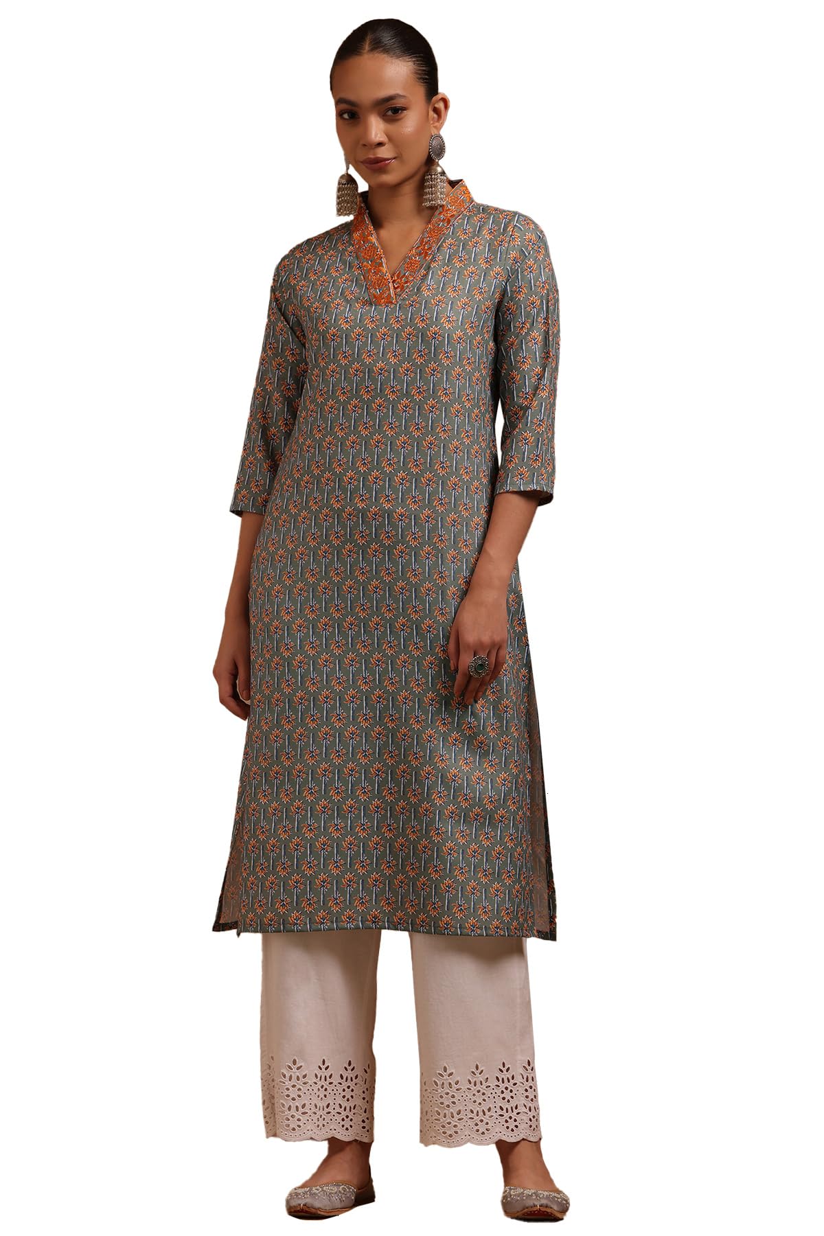 Soch Women Cotton Floral Embroidered Kurta