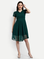 Tagas Women'S Georgette A-Line Standard Length Dress (Op-3210-Green_M)
