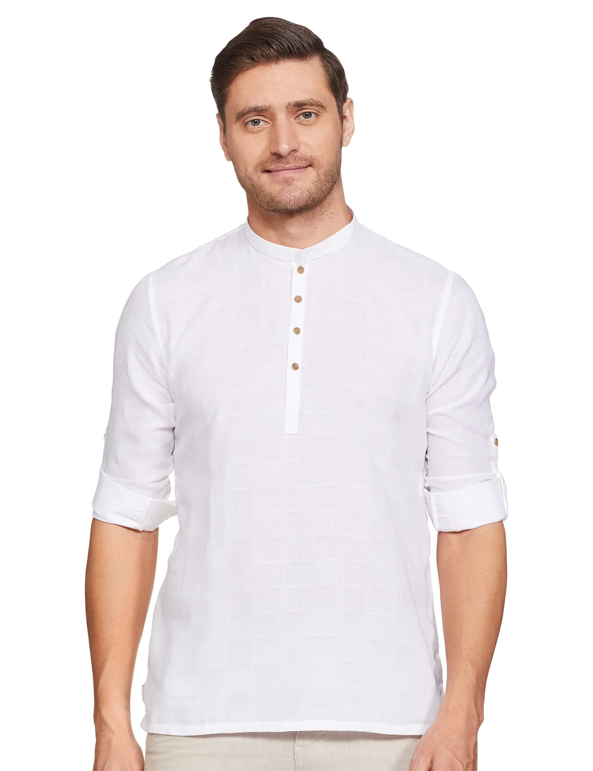 Manyavar MenS Regular Fit Kurta Only (Mls0047-301-M_White_M)
