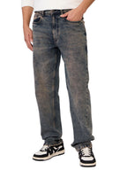 The Souled Store Denim: Washed Blue Men and Boys Buttoned Solid Cotton Blend Straight Fit Jeans