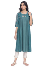 W For Woman Green Polka Dots Printed Flared Kurta_21Auw16282-116841_3Xl