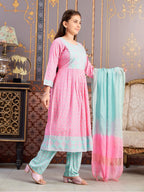 Aarika Girls Ethnic Wear Pink Colour Foil Print Rayon Kurti-8-15 Years (Kurti-Ap-805)