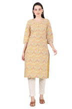 W For Woman Yellow Floral Printed Pure Cotton Straight Kurta_24Austw12078-C7144_2Xl