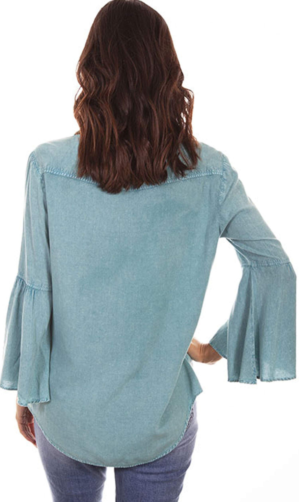 BELL SLEEVE BLOUSE W/IVORY EMB