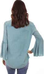 BELL SLEEVE BLOUSE W/IVORY EMB