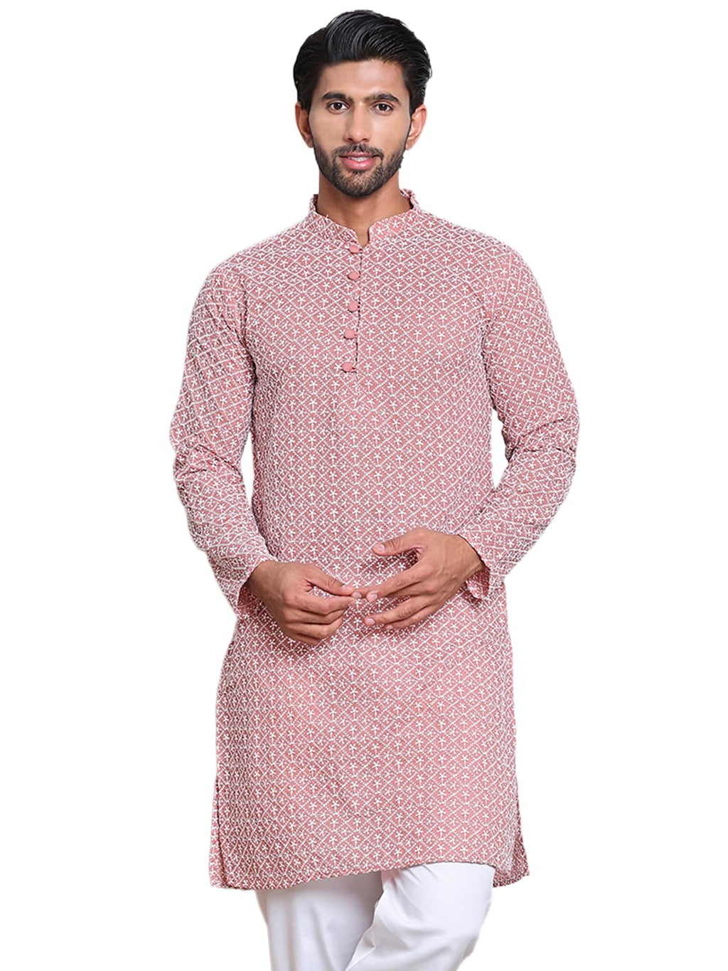 Jompers Mens Floral Embroidered Kurta Churidar Set